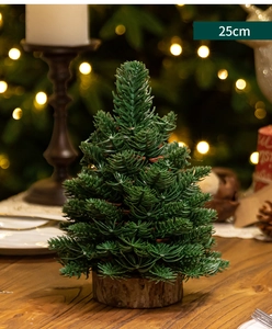 Mini artificial Nordic Christmas tree on wood base, 25cm height tabletop decoration