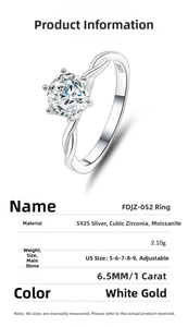 Detail showing S925 sterling silver hallmark and 1 carat moissanite on twisted band ring