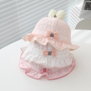 Chapeau de soleil en dentelle pour bébés filles avec nœud et bord volanté en couleurs