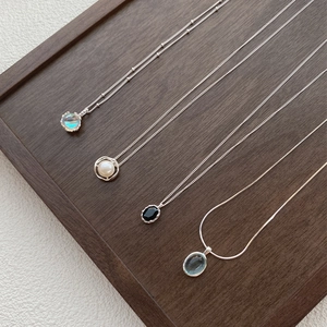 925 Sterling Silver Pendant Necklace For Women Minimalist Clavicle Chain With Artificial Pearl Moonstone Zircon And Colorful Gemstone