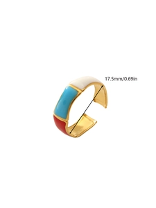 Detail shot of the 17.5mm inner diameter of a colorful 18k gold plated ring