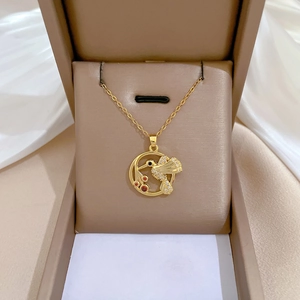 Hummingbird Pendant Necklace Stainless Steel Chain Copper Zirconia Elegant Gold Plated Jewelry For Women Luxury Animal Charm