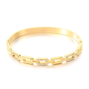 Elegant gold chain bracelet with sparkling white rhinestones in high-quality stainless steel