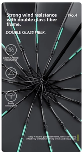 Detail of 24-rib double fiberglass umbrella frame showing windproof reinforced structure