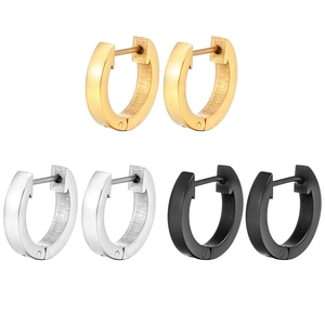 Boucles D'oreilles Créoles Huggie En Acier Inoxydable Plaqué Or 18K Géométrique En Forme De U Mode Pour Femmes Hommes
