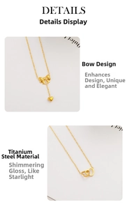 Detail view of gold butterfly and interlocking heart pendants made of durable titanium steel