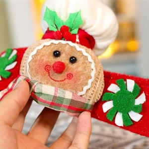 Gingerbread man plush Christmas headband with chef hat and felt holiday decorations