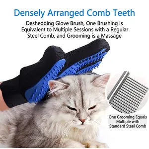 Pet Grooming Glove Silicone Hair Removal Massaging Brush For Cats Dogs Gentle Deshedding Washable Breathable Mesh