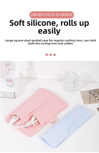 Detailed view of pink and blue silicone heat-resistant mats for hair curlers in use