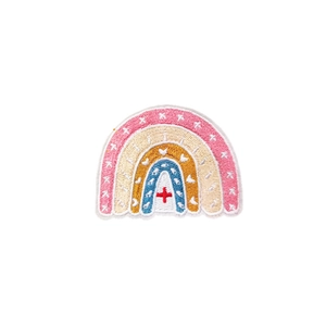Rainbow nurse heart embroidery patch with red cross for clothing decoration and ironing
