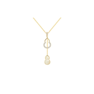 Collier Wulu plaqué or avec pendentif double en zircon pavé évidé et pierre blanche