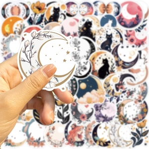 50pcs moon floral cat graffiti stickers for laptop and guitar decorative DIY decals