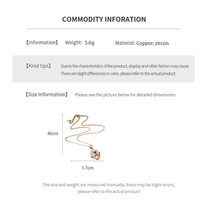 Detailed size specifications for the 14k gold plated rhombus pendant necklace and zircon charm