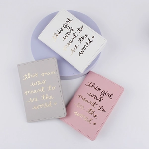 PU Leather Passport Holder Gold Stamping Letter Travel Document Case Card Slots Protector For Men Women Girls Trip