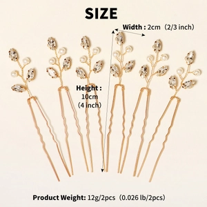 Spécifications de taille détaillées pour épingles à cheveux en or avec perles et cristaux