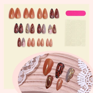 3D butterfly press-on nails with cat eye shimmer and gold artistic 3D lines