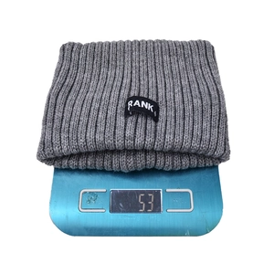 Winter sport wide rib-knit sweatband in dark gray with RANK label weighing 53 grams