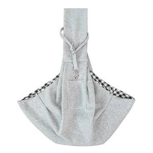 Bolsa bandolera gris para mascotas perros gatos, bolso de hombro transpirable con forro a cuadros.