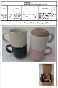 Detailed size specifications for 150ml Morandi matte ceramic cappuccino mug with gift box