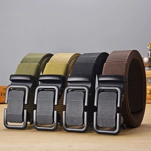 Men Tactical Belt Nylon Webbing Breathable Automatic Buckle Outdoor Casual Canvas Waistband For Jeans Work Pants