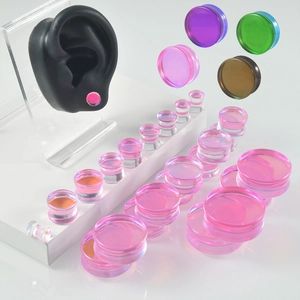 Lot d'écarteurs d'oreilles en verre coloré en rose violet vert et marron