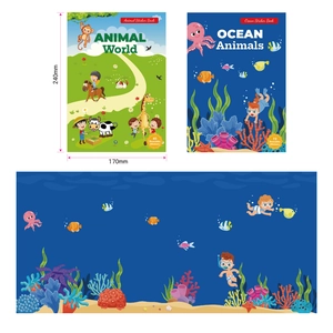 Reusable animal and ocean theme children sticker book for DIY creative scenes 170x240mm