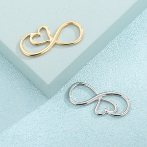 Polished gold and silver titanium heart infinity pendants for DIY jewelry making