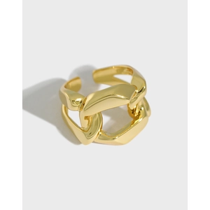 Hollow Chain Link Ring 925 Sterling Silver Open Adjustable Minimalist Geometric Niche Design Jewelry For Women