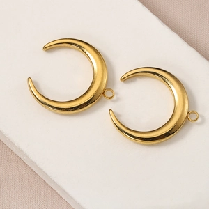 18k gold plated stainless steel crescent moon pendant charms for DIY jewelry making