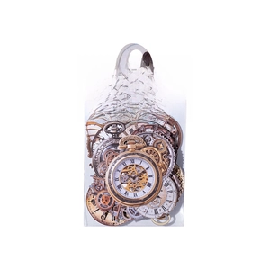 Retro steampunk clock and gear DIY scrapbook stickers set in clear hanging packaging