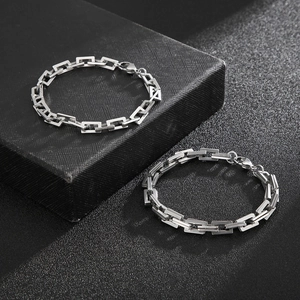 Halskette Aus Edelstahl Mit Rechteckigen Gliedern Geometrisch Industriell Minimalistisch Polierter Vierkantdraht Unisex Schmuck