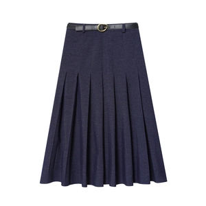 Gonna Midi Pieghettata A Vita Alta Da Donna Gonne In Poliestere Tinta Unita A Trapezio Con Cintura Elegante Stile Streetwear