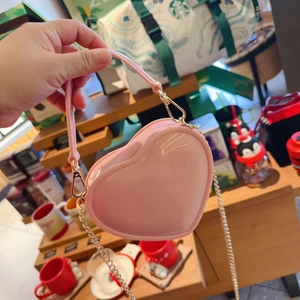 Heart Shaped Mini Crossbody Bag Patent Leather Jelly Purse With Gold Chain Strap And Top Handle Cute Sweet For Women Girls