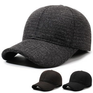 Men Winter Baseball Cap With Ear Protection Woolen Warm Windproof Outdoor Casual Adjustable Hat