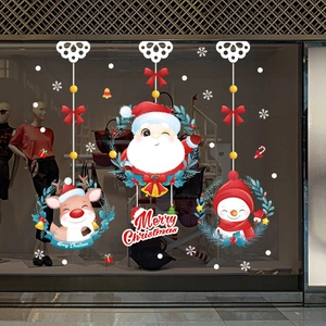 Christmas window stickers with Santa, reindeer and snowman for holiday glass decoration