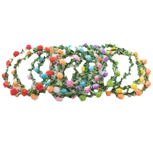 Floral headbands featuring six foam roses in vibrant colors for festivals and weddings