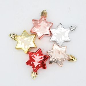 Five-piece glitter star-shaped Christmas ball ornaments in assorted festive colors