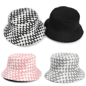 Chapeau Bob Réversible Imprimé Smiley En Coton Protection Solaire Pliable Streetwear D'été Pour Femmes Hommes