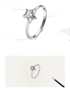 Macro detail of S925 sterling silver star ring with 5A cubic zirconia stones