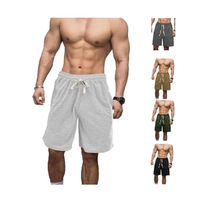 Mens solid summer casual shorts with drawstring and elastic waist in five colors