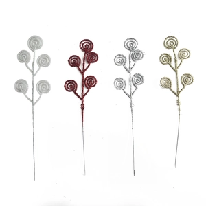 Detail of Christmas glitter spiral sticks in white red silver and gold holiday finishes