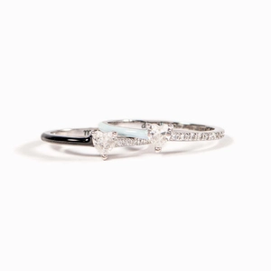 Elegant heart-shaped gemstone ring set with colorful enamel and pavé zircon details