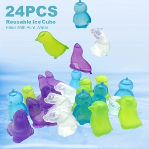 24PCS reusable animal-shaped ice cubes filled with pure water for cooling summer drinks