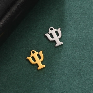 18K gold and silver plated stainless steel Greek letter Psi charms for DIY jewelry making