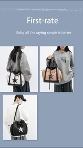Three-color star tote bag shown on male and female models for travel and outdoor use