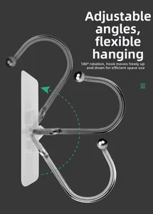 Detail of 180-degree rotating double wall hook with strong adhesive for home storage
