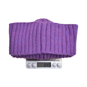 Berretto in maglia a coste viola invernale peso 84,5g in morbido filato termico spesso
