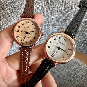 Women's quartz wristwatches with leather straps and rose gold cases for exams