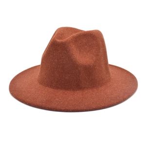 Classic caramel wool felt fedora with wide brim and pinched crown for men and women