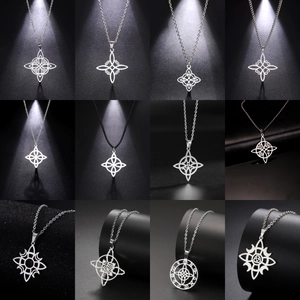 Collier Pendentif Nœud De Sorcière Celtique Acier Inoxydable 304 Bijoux Gothiques Occultes Wicca Pour Hommes Femmes